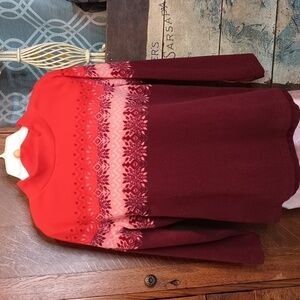 Maroon Pink Red High Neck Long Sleeve Fleece Sweatshirt XL